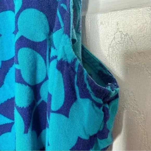 George Midi Dress Tie  Waist Blue Floral Size Medium - Picture 4 of 16